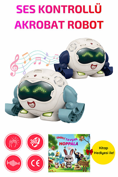 FELICITOYS Ses Kontrollü Akrobat Robot Oyuncak | Işıklı Müzikli 360° Dönen, İ...