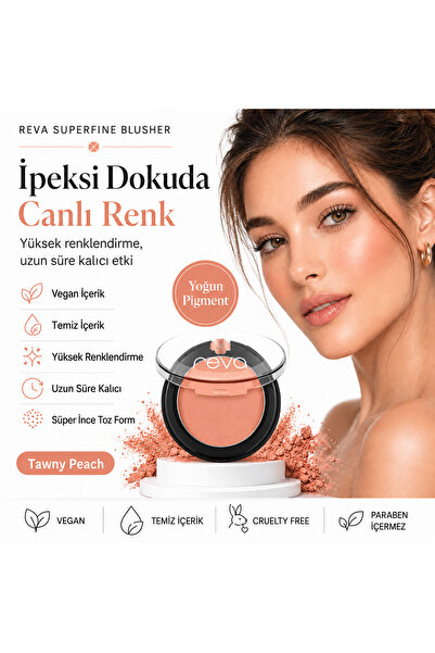 REVA Superfine Blusher Tawny Peach - Süper ince Toz Allık 7,5 gr - No: 704 - ...