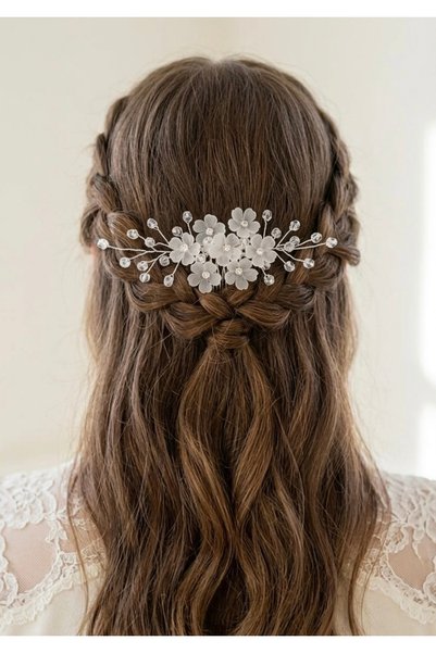 ASİMEL TASARIM Bridal Tiara Hair Accessory Wedding Henna Wedding Promise Engagement Graduation