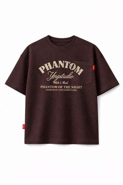 VAMOSCLO Short Sleeve Boxy Fit Printed T-Shirt Coffee
