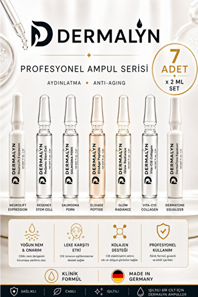 DERMALYN 7’li Cilt Bakım Seti Kırışıklık Leke Somon DNA Kök Hücre Botoks Etki...