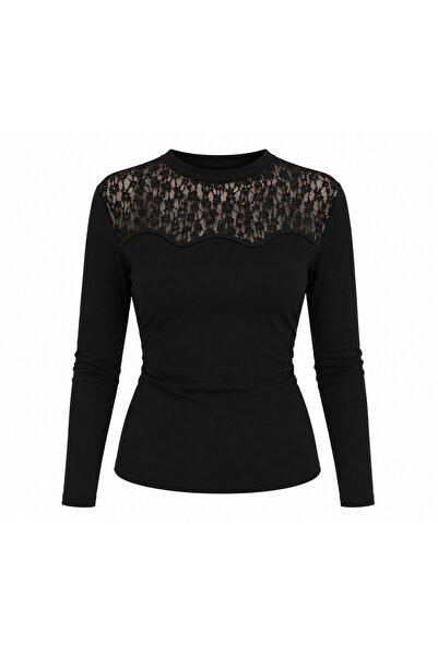 Serpirella Butik Bluză cu guler dantelă cu detalii