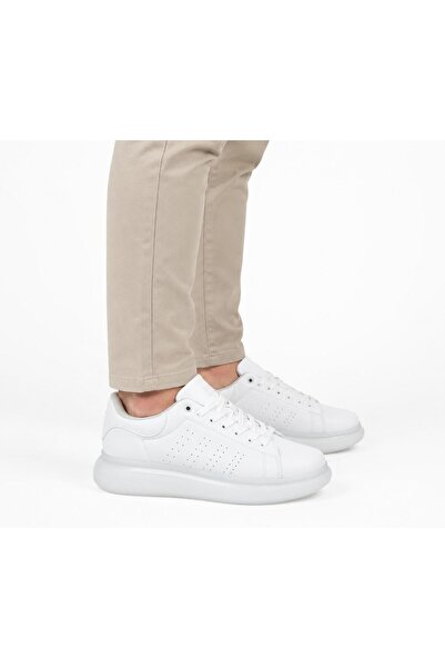 DİSC Pantofi sport pentru bărbați, alb, talpă înaltă cu gel, confortabili, or...