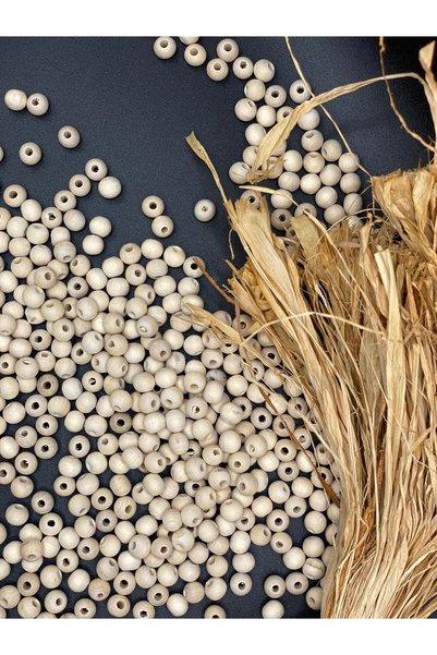Fiolimore 6 mm Raw Wood Beads (25 Grams 190 Pieces) Hole Diameter 2mm Macrame Jewelry Bracelet Board Round Beads