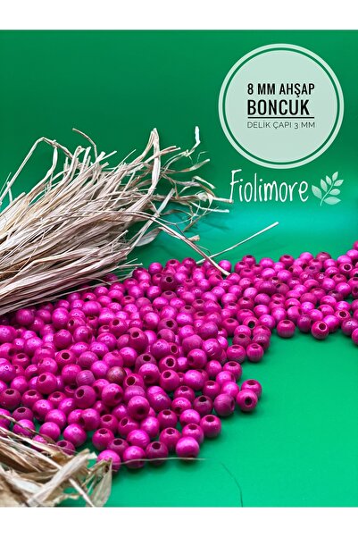 Fiolimore Mărgele din lemn fucsia de 8 mm (175 bucăți) Diametru gaură 3 mm Ma...