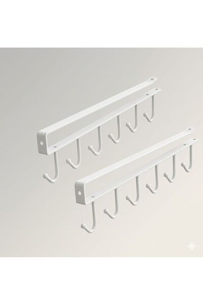 MayCap White Metal Cup Hanger with 10 Hooks with Hooks in the Closet