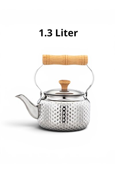 cc bin shihon براد/ ابريق شاي استيل حب الرمان يد خشب سعة 1.3 لتر كتلي شاي منق...