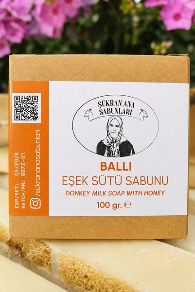 Şükran Ana Honey Olive and Coconut Oil Natural Handmade Donkey Milk Soap 100 Gr Skin and Hair Care Daily Use