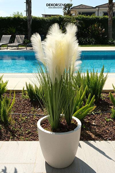 Dekorsende Yapay Pampas Saz Demeti Beyaz 90 cm