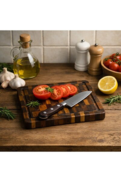 GUNBO HOME لوح تقطيع تيك شيف متوسط الحجم ENDGRAIN 30×20×3 سم، لوح تقطيع من ال...