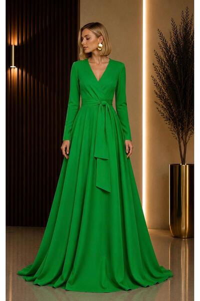 SERAVENZA COUTURE Maxi Boy Double-Breasted Stylish Crepe Dress with Closed Be...