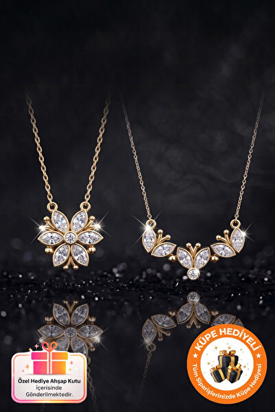 Lucente Jewellery 925 Ayar Mıknatıslı Açılır Kapanır Beyaz Taşlı Gold Manolya...