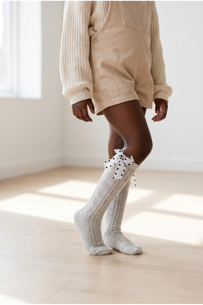Katia&Bony Jacquard Girl's Knee Socks Gray Melange