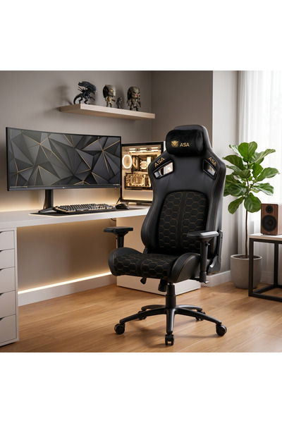 ASA Professional Gaming Chair, Hexagonal Sports Seat, All-Black Gaming Chair, Tank