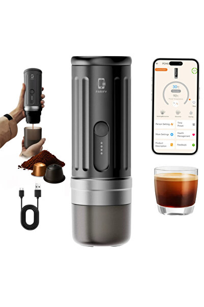 FAMIFY Espressor portabil, baterie de 13500 mAh, încălzire rapidă 92°C, contr...