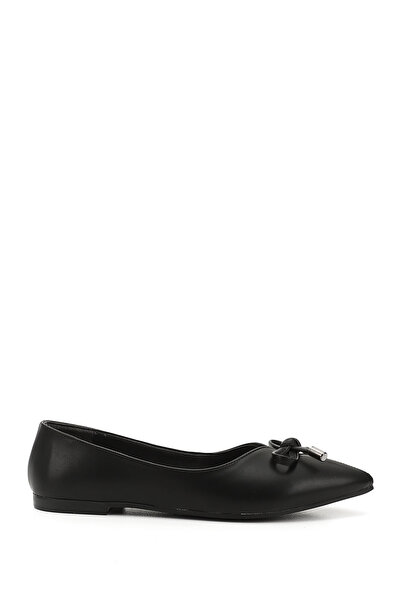 GÖNDERİ(R) Schwarze Ballerinas mit spitzer Zehenpartie und Schleife für Damen