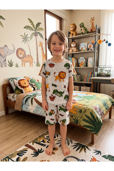 Fil Kids Хлопчачий 100% бавовняний сірий сафарі-комбінезон з коротким рукавом...