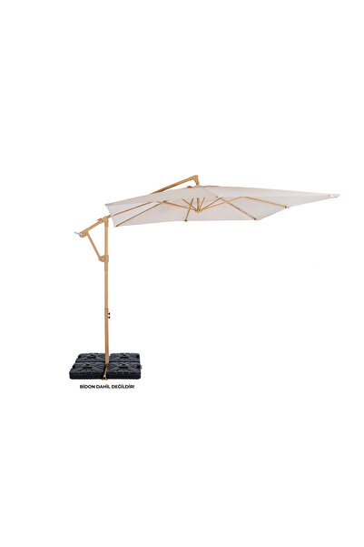SOLERA PARASOL Sevilla Kare Yandan Kollu Şemsiye 2,5x2,5 m Ahşap Desen