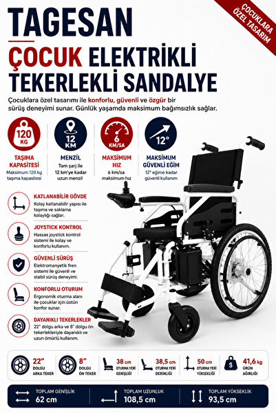 POYLİN Ekonomik Çocuk Akülü Tekerlekli Sandalye P200-C