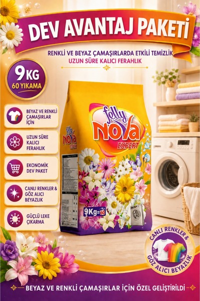 FELLY NOVA FELLYNOVA EXPERT Beyazlar ve Renkliler için 9 Kg Çamaşır Deterjanı...
