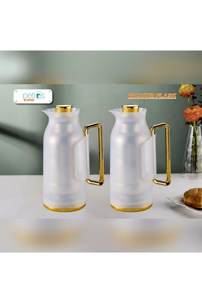 PETROS طقم ترامس شاي وقهوة بمقبض ذهبي 1+1لتر من بيتروس