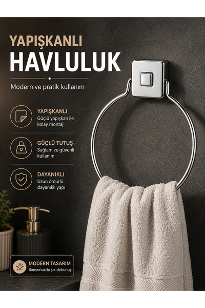 Sas Haus Delmeye Son Yapışkanlı Banyo Mutfak Havluluk Askısı Krom Y-612