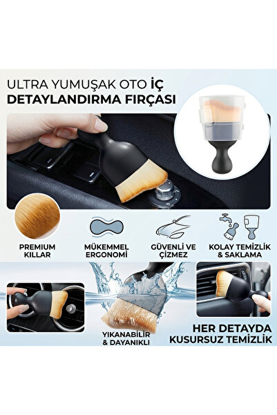 Serzembil Mini Araç Oto Araba Klima Havalandırma Detaylı Temizlik Fırçası Pre...