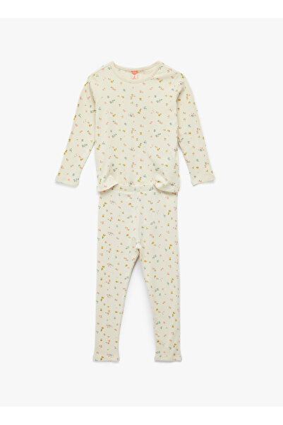 Koton Bej Unisex Bebek Desenli Eşofman Takımı 6WMG10041AK-A