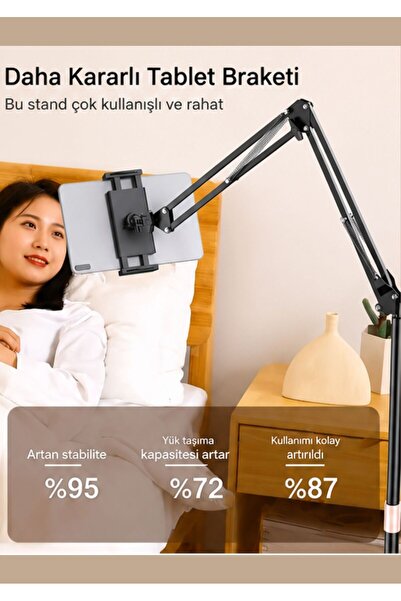 Asfal Metal Ayaklı Flexible Tablet ve Telefon Tutucu Stand Katlanabilir 155 cm Metal Tablet Standı Tripod