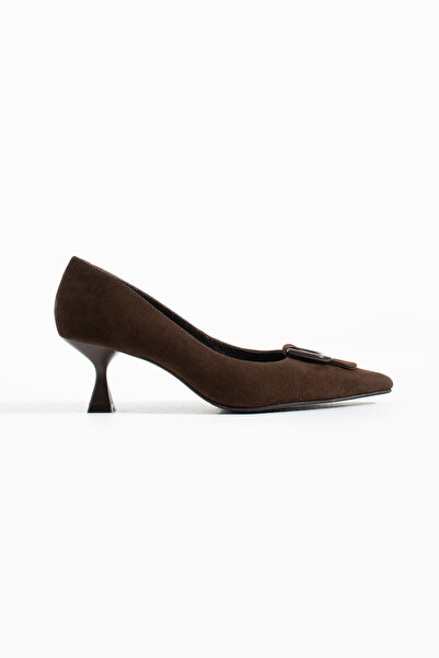 Siena Shoes حذاء نسائي من تافيون بكعب عالٍ من الجلد الطبيعي ولون بني من جلد ا...