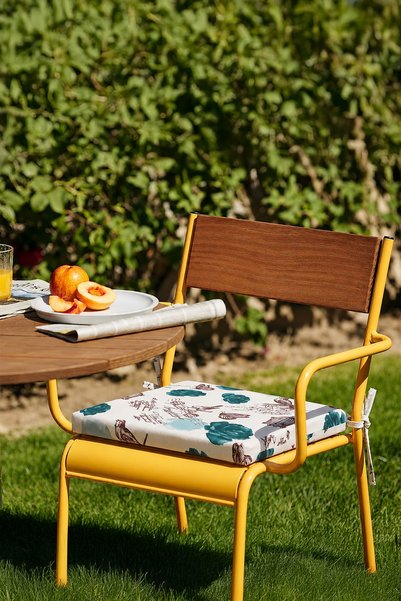 Homedius Sandalye Oturum Minderi Çiçekli 40x40x4 Bağcıklı Çıkarılabilir Kılıf...