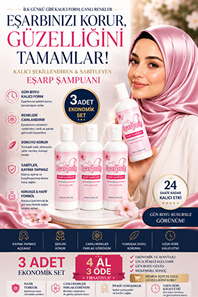 EŞARPUAN 3'lü Dev Ipek Şal Eşarp Şampuanı Anında Leke Çıkarıcı Solüsyon Set (...