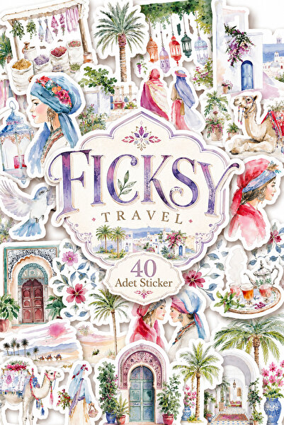 Ficksy Morocco Sticker Set - 40 Pieces Morocco Travel Travel Label Stickers