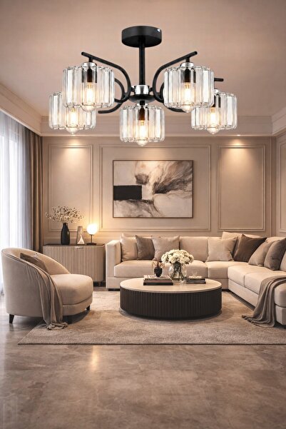 ESSLİGHT NEHİR 5’Lİ AVİZE KRİSTAL TAŞLI DEKORATİF AYDINLATMA