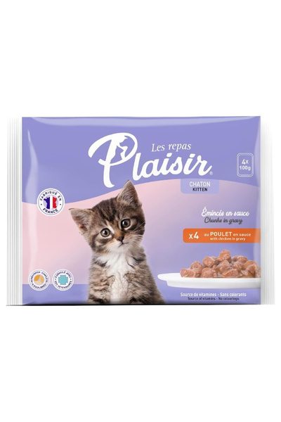 Plaisir طعام القطط الرطب - قطع الدجاج في المرق، تركيبة عالية البروتين للنمو، ...