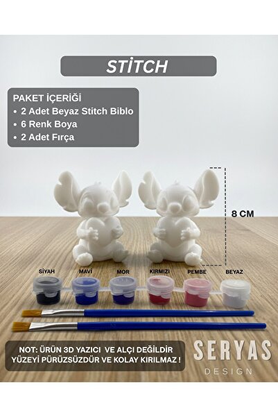 SERYAS DESIGN 6,5 cm Stitch Boyama Seti Sevgiliye Hediye Çiftlere Özel Biblo ...