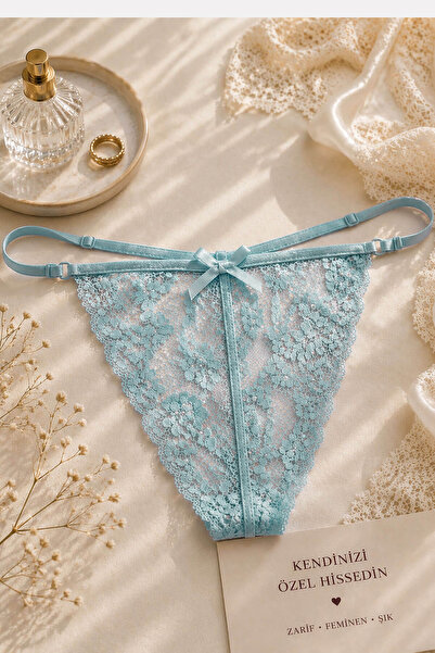 Hepsine Rakip Women's Lace Thong Drawstring String Panties