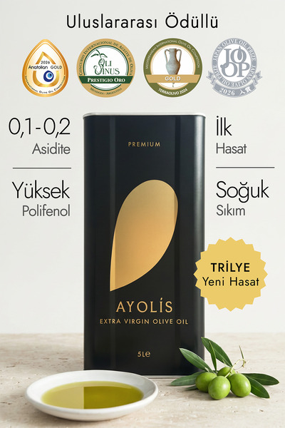 Ayolis Premium Gurme Trilye 5 Lt Yüksek Polifenollü Erken Hasat Soğuk Sıkım N...
