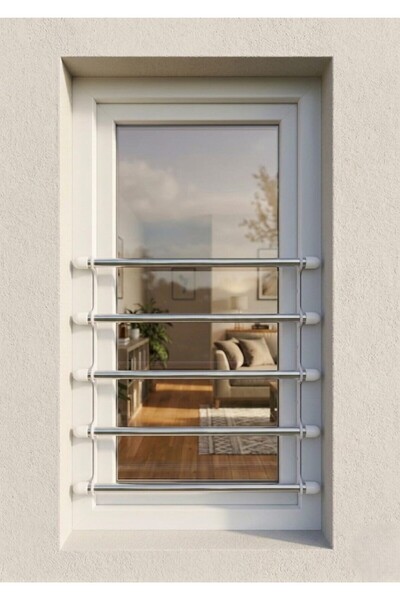 PenGüven 5 Çubuklu- Yatay- Beyaz- (45-80 CM) Portatif Pencere Korkuluğu- Çocu...