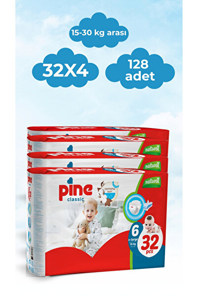 Pine Classic X-Large (15 kg) 128 Pieces Baby Diapers (4X32)