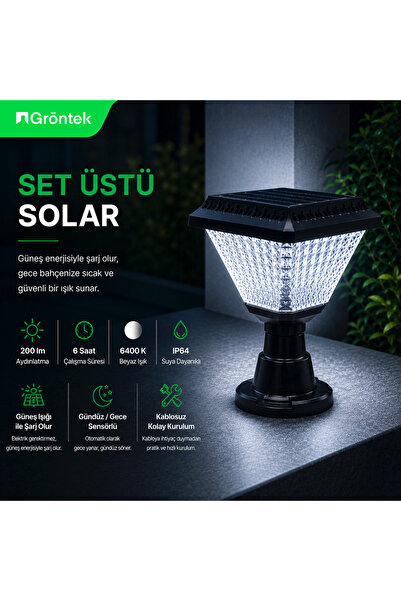 Cata SOLAR SET ÜSTÜ BAHÇE ARMATÜR - 30 WATT 6400K BEYAZ IŞIK