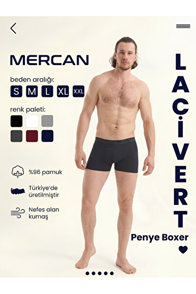 Mercan Men's Boxer Lycra Cotton Flexible Ultra Comfortable Navy Blue Boxer