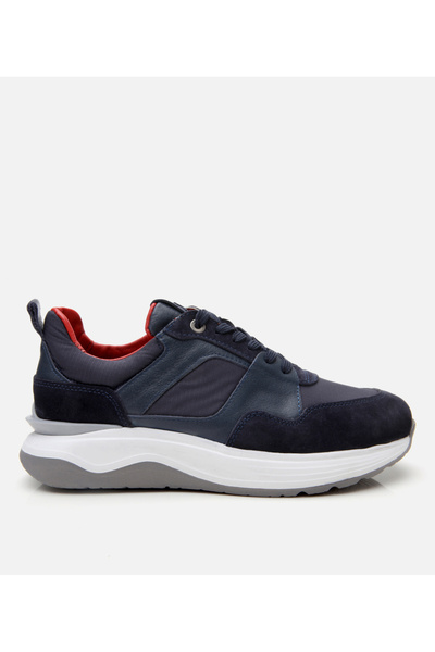 Hotiç Men's Suede Leather Navy Blue Light Sole Sports Shoes
