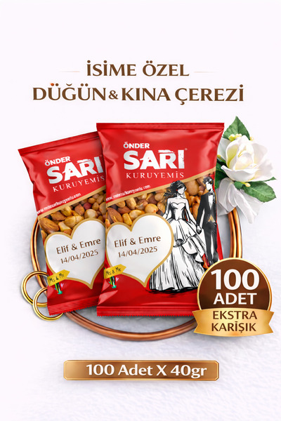 Önder Sarı Kuruyemiş Ekstra Karışık Düğün ve Kına Çerezi Kişiselleştirilebili...