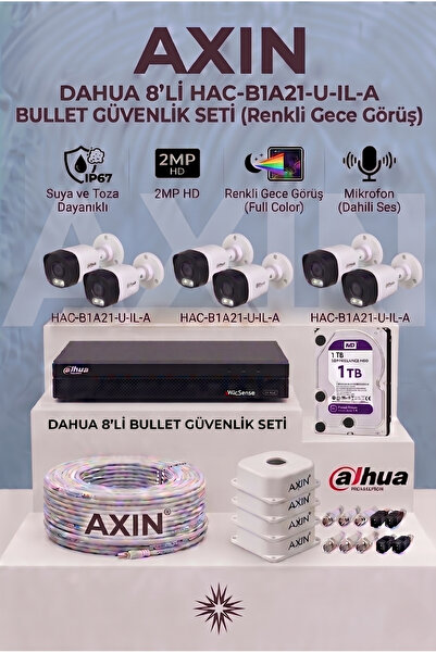 DAHUA 8 Kameralı Full Color Gece Görüşlü Güvenlik Kamera Seti - Sesli (Mikrof...