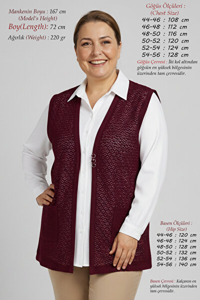 Laden Women's Plus Size Openwork Hollowed Out Knitted Fabric Vest - Lightweig...