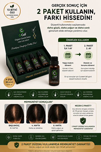 Gcell Organic Growth Factor Saç Güçlendirici Serum (4'lü Set) | Saç Dökülmesi...