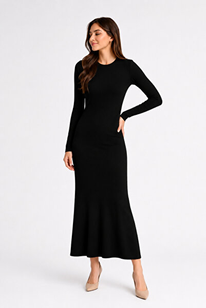 mirach Μακρυμάνικο φόρεμα Maxi με ραβδώσεις - Crew Neck, Basic Knitwear Abaya...