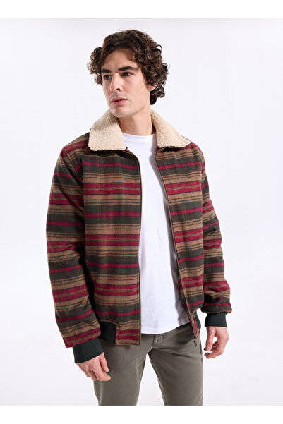 Lee Cooper Haki Erkek Regular Fit Ekoseli Mont 261 LCM 232011 SANTOS HAKİ-BORDO