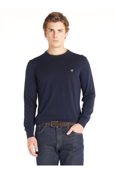 Ted Baker Lacivert Erkek Bisiklet Yaka Standart Kazak TBMRKW1061